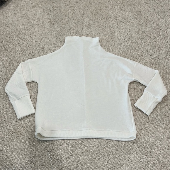 Jess Crum by Hazel & Olive Creamy Winter White Ribbed Long Sleeve Mock Neck Top - Picture 3 of 10